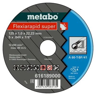 Immagine prodotto di Metabo Flexiarapid super 115x1,0x22,23 acciaio, disco da taglio, versione diritta 25 pz