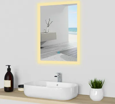 Produktbild von Badspiegel mit Beleuchtung Beschlagfrei 50x70cm LED Badezimmer Spiegel mit Kalt/Neutral/Warmweiß Dimmbar Speicherfunktion