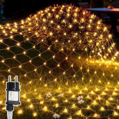 Produktbild von LED Lichtnet für Außen - Warm Weiß 3x2M - Kerstnetz Lichtnetze - Lichtgarn - Außenbeleuchtung - Baumbeleuchtung - Wasserdicht (IP44)