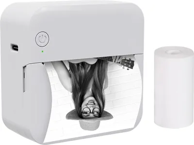 Produktbild von Mini-Taschen-Thermodrucker, multifunktional, tragbar, Sticker-Maker, 300 DPI, sofortiger Fotodruck, unterstuetzt BT-Verbindung fuer Smartphone mit 1 Papierrolle 57 mm, kompatibel mit iOS und Android-System fuer Bild, Quittungen, Notizen, Etiketten, Kinder, DIY