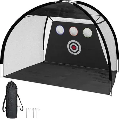 Immagine prodotto di Rete da golf Relaxdays con bersaglio e porte - Per esercitarsi nello swing - 200x300x170 cm - Nero/Bianco