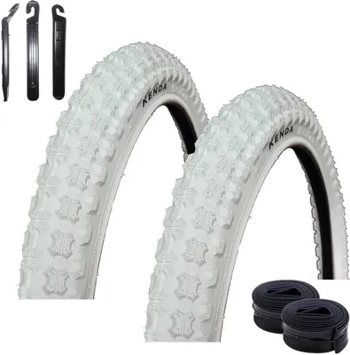 Produktbild von 2 x Kenda 20" BMX K-50 Fahrradreifen in Weiß 57-406 (20 x 2,125) + 2 passende DV Schläuche inkl. maxxi4you Reifenheber