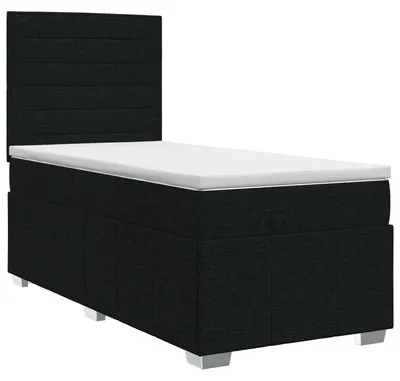 Zdjęcie produktu dla Łóżko kontynentalne z materacem Czarny 90 x 200 cm tkanina