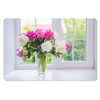 Produktbild von MuchoWow® Schreibtischunterlage Blumen - Pfingstrosen - Vase 60x40 cm - XXL Mauspad - Großes Mauspad