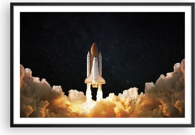 Produktbild von Gerahmtes Poster - Schwarzer Rahmen - Abheben Rakete Kosmos - 91,5x61 cm - Wand Bild - Wanddeko - Wandbilder - Kunstposter - Wandposter - Bilderrahmen - Bilder - Kunstdruck - P2BAA91x61-4531