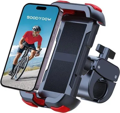 Productafbeelding van Fietshouder voor Smartphone, Motorhouder, 360° Rotatable Universele Stuurklem voor 4.5-7" Telefoons, Geschikt voor Fietsen, Scooters, Mo