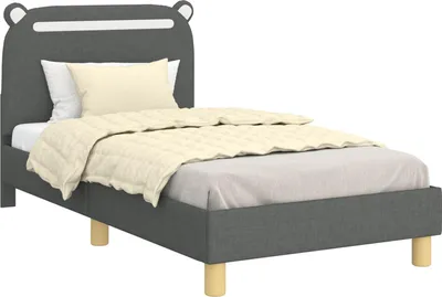 Produktbild von Kinderbettgestell mit Kopfteil Dunkelgrau 80 x 160 cm Stoff