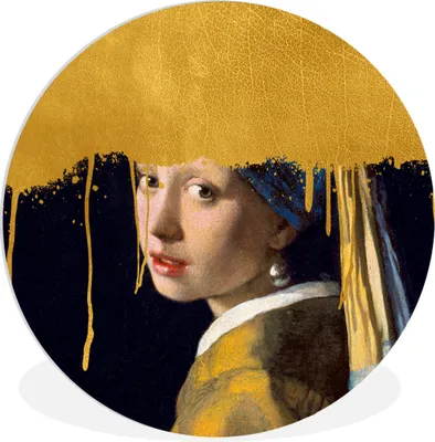 Produktbild von MuchoWow® Rundes Wandbild - Runde Bilder Mädchen mit einem Perlenohrring - Gold - Vermeer Ø 30 cm Kreis Wanddekoration Kunststoff - Wandkreis - Wandschmuck - Schlafzimmer - Bilder - Der Kreis - Kunst für die Wohnung - Plastik - Kunstdruck - Wandbild