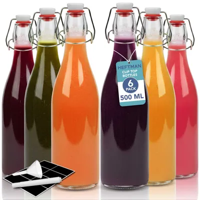 6er-Set Glasflaschen mit Bügelverschluss, 500 ml, luftdicht