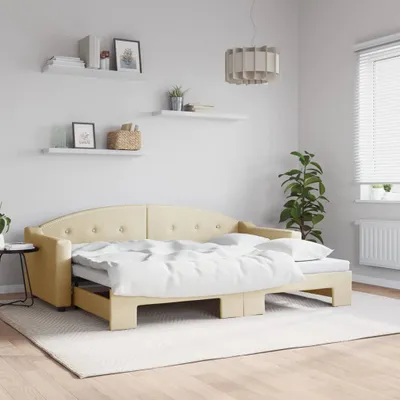 Image de Maison Exclusive - Canapé-lit convertible crème 80 x 200 cm en tissu