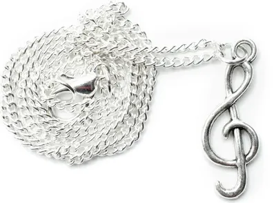 Produktbild von Violinschlüssel Halskette Kette Miniblings Notenschlüssel Musik 45cm silber