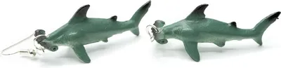 Produktbild von Hammerhai Ohrringe Miniblings Hänger Hai Haifisch Taucher tauchen dunkelgrün
