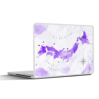 Produktbild von MuchoWow® Laptop Aufkleber Sticker Cover Weltkarten - Japan - Violett 36.5x27.5 cm - Laptop-Sticker