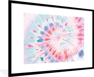Produktbild von MuchoWow® Gerahmtes Poster Krawattenfärbung - Muster - Blau 90x60 cm - Poster mit Schwarzem Bilderrahmen Wandposter Rahmen Foto Bilder - Wanddekoration - Fotos