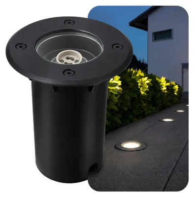 Produktbild von SSC-LUXon Bodeneinbaustrahler KALPA schwarz 230V IP67 wasserdicht befahrbar & rostfrei – Ideal für Wege, Terrassen & Garten