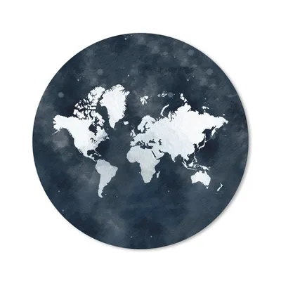 Produktbild von MuchoWow® Mauspad Mousepad Weltkarte - Nacht - Blau 30x30 cm - Mousepads - Maus Mat - Pad - Mausunterlage - Tischunterlage - Schreibtischmatten