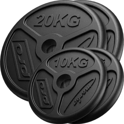 Image de Marbo Sport 60 kg Ensemble de disques d'haltères olympiques en fonte Poids en fonte avec perçage de ø50/51 mm / 2 x 20 kg + 2 x 10 kg