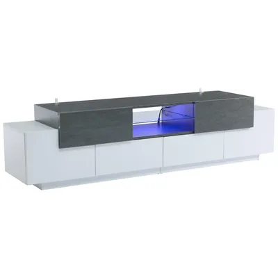 Produktbild von LED TV Schrank, TV-Kommode, Lowboard, Modernes TV-Unterhaltungszentrum mit Glasböden für Wohnzimmer, Schlafzimmer, TV-Konsole mit Lagerung
