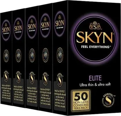 Produktbild von 50 Stück SKYN Elite Kondome Skynfeel Latexfrei Extra Dünn Extra Weich 53mm Breit