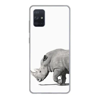 Produktbild von MuchoWow® Handyhülle Schutzhülle Hülle für Samsung Galaxy A71 Rhinozeros - Tiere - Weiß Silikon Softcase Handy Hülle - Kartenbesitzer
