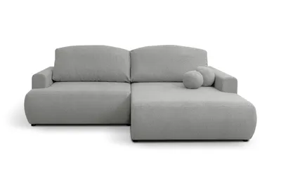Produktbild von Ecksofa LANDRO Bouclé Grau mit Schlaffunktion Bettkasten Rechts