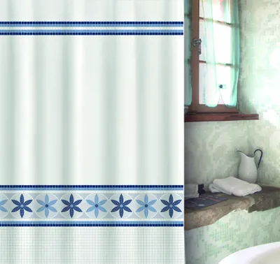 Produktbild von MSV Premium Anti-Schimmel Textil Duschvorhang - Anti-Bakteriell, waschbar, 100% wasserdicht - Polyester, „Olimpo“ 180x200cm –  Spain