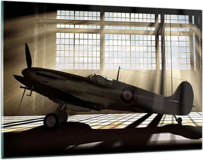 Produktbild von Bilder auf glas - Airplain Hangar Flug historisch - 120x80cm - Glasbilder - Wandbilder - Kunstdruck - zum Aufhängen bereit - Wanddekoration aus Glas - Glas Bilder - Wandbild auf Glas - GAA120x80-2969