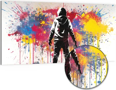 Produktbild von DEQOART Hybrid Leinwand Bild 100x50 cm 'Sturm der Individualität' Wandbild Glas flach modern