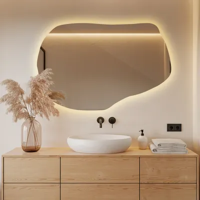 Produktbild von LED Spiegel mit Beleuchtung – 80 x 52 cm – Wandspiegel Badspiegel rahmenlos modern Design fürs Badezimmer – Warmweiß 3000K