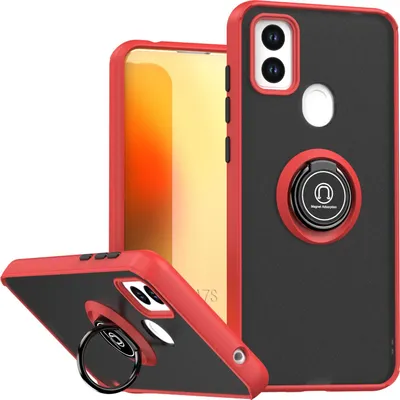 Image de Étui pour ZTE Blade A7S 2020 étui TPU translucide mat avec support d'anneau et stand Rouge