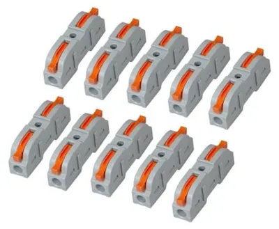 Produktbild von Schnellverbinder mit Hebel 34 Stück - 1-adrig 2-fach Anschlussklemmen, universelle Kabelverbinder schwer entflammbar PA66, einfache und sichere Verbindung