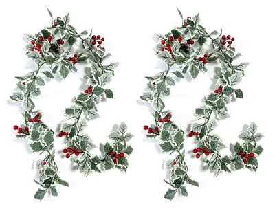 Künstliche Weihnachtsgirlande, 2 Stück, 2 m, rot, für Dekoration