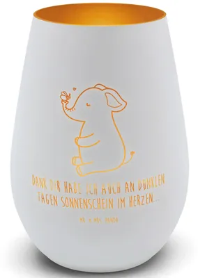 Produktbild von Mr. & Mrs. Panda Gartenlicht Elefant Biene - Weiß - Geschenk, Windlicht Glas, Lustige Sprüche, Laterne, Kerzenhalter, Hochzeitsgeschenk, Kerzenglas, Teelichthalter, Liebe
