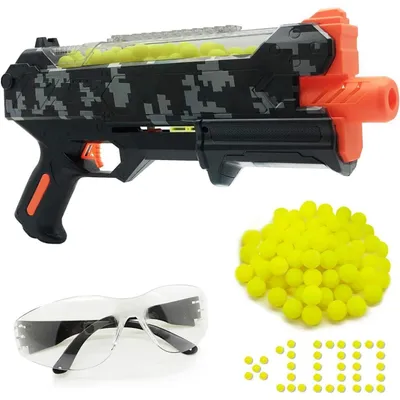Zdjęcie produktu dla 100-strzałowy pistolet blasterowy z goglami dla chłopców i dziewczynek, kompatybilny z rzutkami Nerf Hyper Rounds, łatwe przeładowywanie