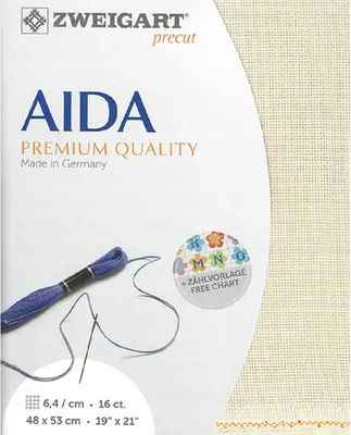 Produktbild von AIDA Zweigart, vorgeschnitten, 16 ct, Aida 3251, Farbe 770 (Platin), Kreuzstich-Stoff, 48x53 cm