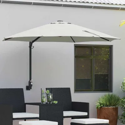 Image de Maison Exclusive - Parasol de jardin, 248 x 248 x 148 cm, polyester et acier, couleur sable