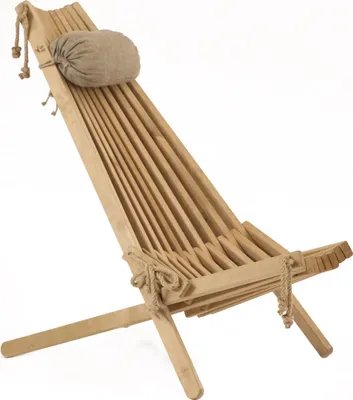 Produktbild von EcoFurn EcoChair Skandinavischer Gartenstuhl Holz Birke Hellbraun mit Nackenkissen