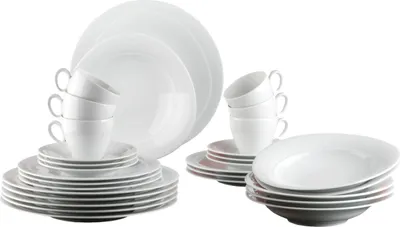 Produktbild von Seltmann Weiden Trio Weiß Kombiservice, Geschirrset, Service, Geschirr Set, Porzellan, Weiß, 30-tlg., 1736828