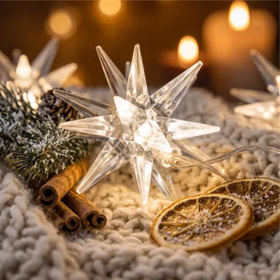 Produktbild von esotec Solar Lichterkette Outdoor mit 10 Adventssternen Weihnachtssterne 103528