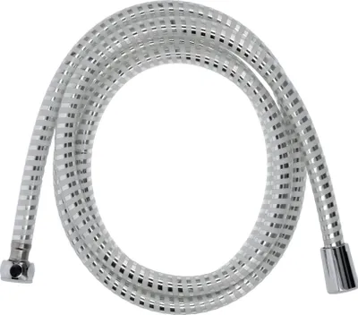 Zdjęcie produktu dla Wąż prysznicowy, wąż prysznicowy z PVC, gładki, biały z chromowanym wykończeniem, odporny na skręcanie, 2 m
