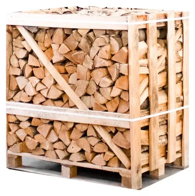 Produktbild von Halbe Palette kammergetrocknetes gespalten Esche Brennholz 25cm