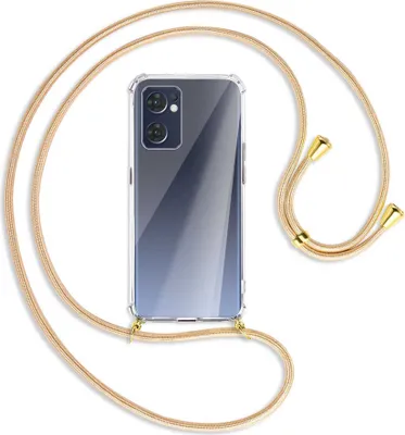 Produktbild von Handykette Backcover-Schutzhülle mit Band (Metall goldfarben) für Oppo Reno7 5G / Find X5 Lite - Goldkordel