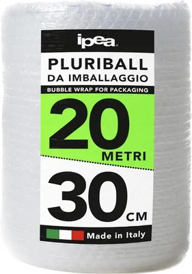 Immagine prodotto di Pellicola a bolle d'aria - 20 m - 20 m x 30 cm - Pluriball resistente agli strappi - Pellicola per spedizioni e traslochi - Pellicola protettiva prodotta in Italia