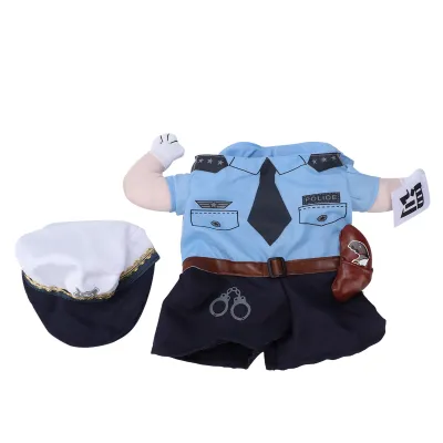 Obrázok produktu pre Roztomilý halloweenský kostým pre domáce zvieratá z polyesteru, policajný kostým pre mačky a psov (M)