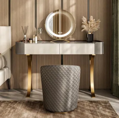 Produktbild von Beiger Schminktisch Designer Frisiertische Luxus Schubladen Holz Möbel