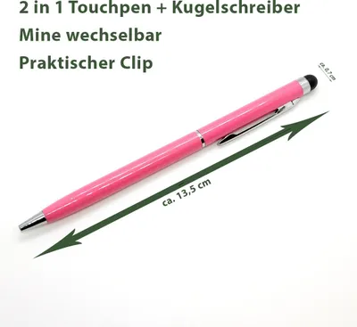 Produktbild von 2x Touchpen Stylus Eingabestift Kugelschreiber Smartphone Tablet  Pink