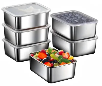 Obrázek produktu pro Elzusha – Sada 6 kusů nerezových boxů na skladování potravin o objemu 650 ml