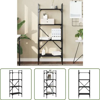 Produktbild von The Living Store Bücherregal 4 Fächer Schwarz 56x31,5x138,5 cm Holzwerkstoff