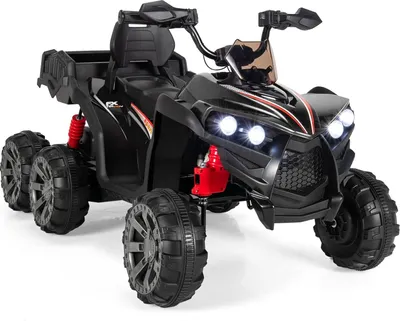 Produktbild von GOPLUS 12V Kinder Elektroquad ATV, Kinderquad mit LED-Scheinwerfer & Rücklicht, Musik, Bremse, Kindefahrzeug mit 6 stoßdämpfenden Rädern & Slow-Start-Funktion für Kinder ab 3 (Schwarz)