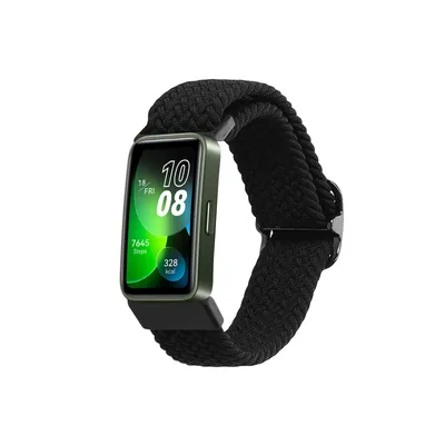 Produktbild von kwmobile Armband kompatibel mit Huawei Band 9 / Band 8 - Nylon Fitnesstracker Sportarmband Band in Schwarz - Innenmaße von